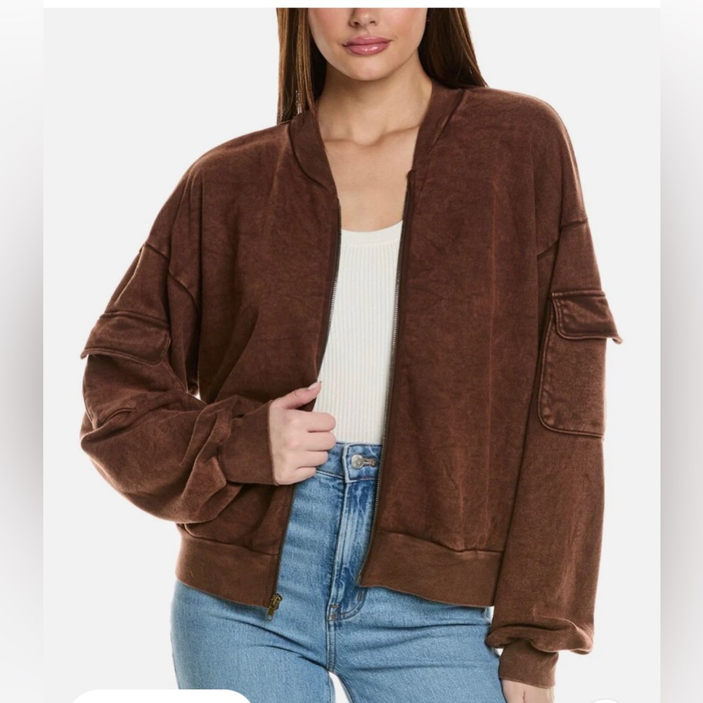 Project Social T NEW IN TOWN ZIP FRONT WASHED JACKET XS